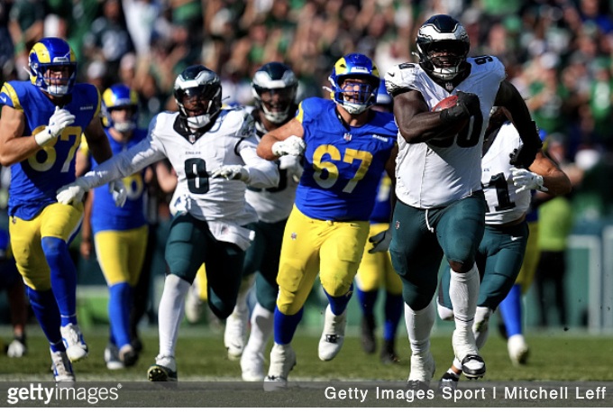 getty Jordan Davis blocked FG return rams