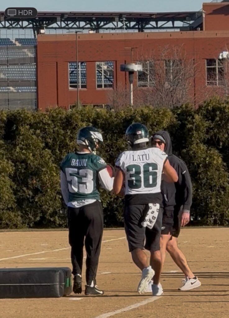 Cam Latu Zack Baun Eagles Week 17 practice Bills DiCecco