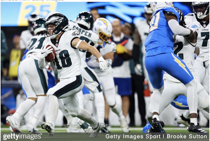 Britain Covey vs Chargers Week 14 getty