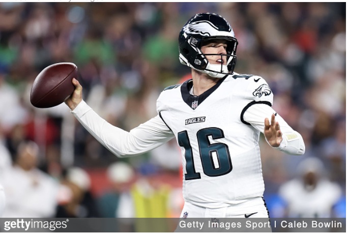 getty tanner mckee 2026 eagles preseason game patriots
